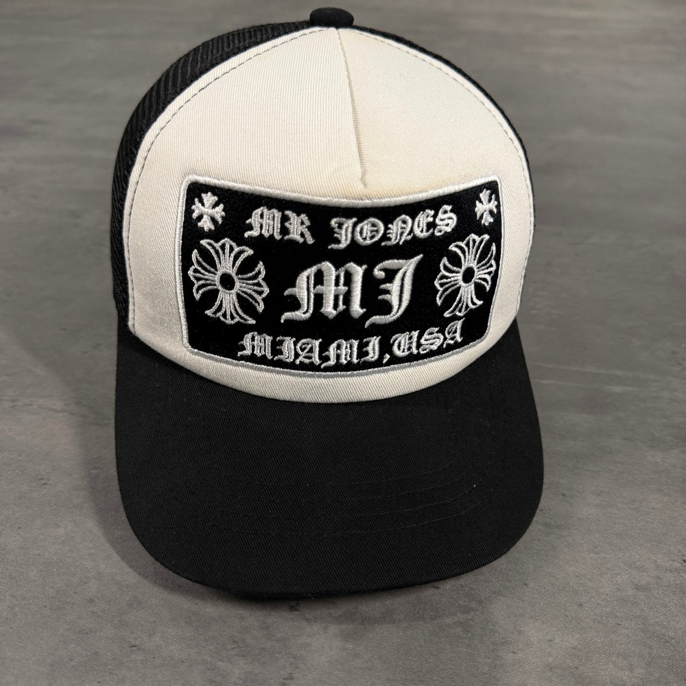 Mr Jones Snapback Trucker Hat Mens Black White Miami Club Chrome Heart Gothic